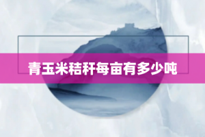 青玉米秸秆每亩有多少吨