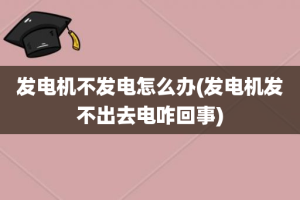 发电机不发电怎么办(发电机发不出去电咋回事)