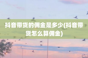 抖音带货的佣金是多少(抖音带货怎么算佣金)