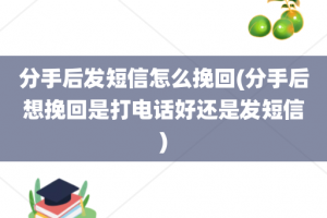 分手后发短信怎么挽回(分手后想挽回是打电话好还是发短信)