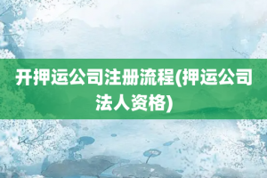 开押运公司注册流程(押运公司法人资格)