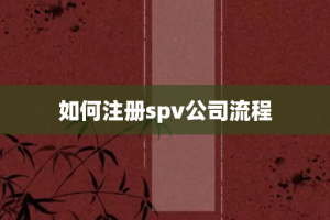 如何注册spv公司流程