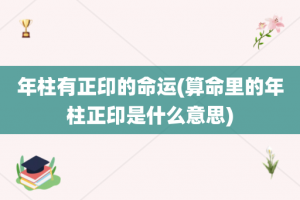 年柱有正印的命运(算命里的年柱正印是什么意思)