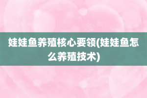 娃娃鱼养殖核心要领(娃娃鱼怎么养殖技术)