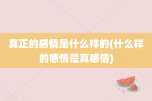 真正的感情是什么样的(什么样的感情是真感情)