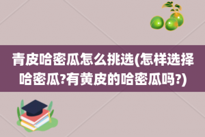 青皮哈密瓜怎么挑选(怎样选择哈密瓜?有黄皮的哈密瓜吗?)