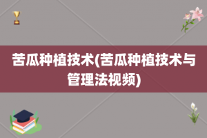 苦瓜种植技术(苦瓜种植技术与管理法视频)