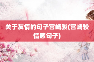 关于友情的句子宫崎骏(宫崎骏情感句子)