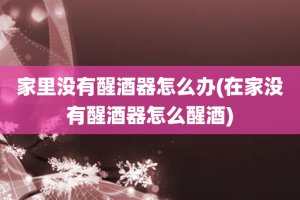 家里没有醒酒器怎么办(在家没有醒酒器怎么醒酒)