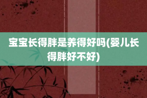 宝宝长得胖是养得好吗(婴儿长得胖好不好)