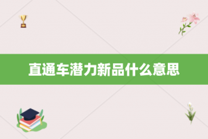 直通车潜力新品什么意思