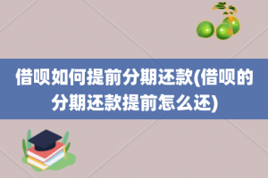 借呗如何提前分期还款(借呗的分期还款提前怎么还)