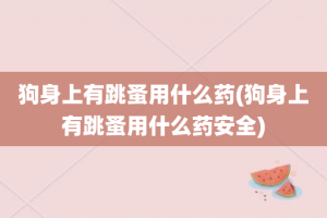 狗身上有跳蚤用什么药(狗身上有跳蚤用什么药安全)