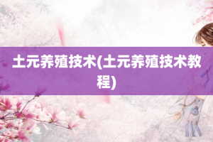 土元养殖技术(土元养殖技术教程)