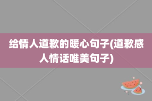给情人道歉的暖心句子(道歉感人情话唯美句子)