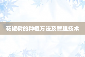 花椒树的种植方法及管理技术