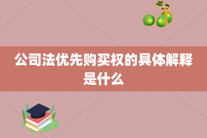 公司法优先购买权的具体解释是什么