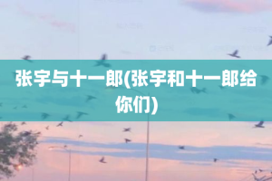 张宇与十一郎(张宇和十一郎给你们)