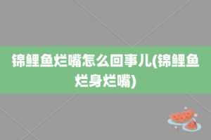 锦鲤鱼烂嘴怎么回事儿(锦鲤鱼烂身烂嘴)