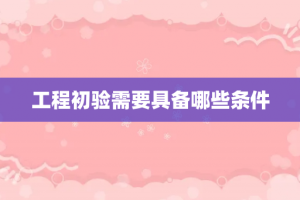 工程初验需要具备哪些条件