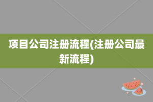 项目公司注册流程(注册公司最新流程)