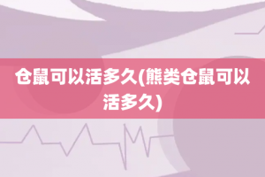 仓鼠可以活多久(熊类仓鼠可以活多久)