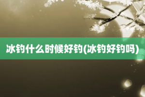 冰钓什么时候好钓(冰钓好钓吗)
