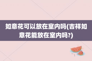 如意花可以放在室内吗(吉祥如意花能放在室内吗?)
