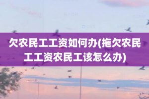 欠农民工工资如何办(拖欠农民工工资农民工该怎么办)