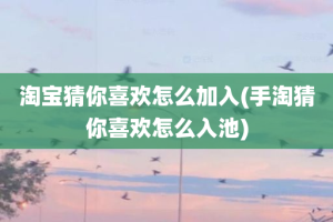 淘宝猜你喜欢怎么加入(手淘猜你喜欢怎么入池)