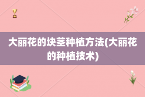 大丽花的块茎种植方法(大丽花的种植技术)