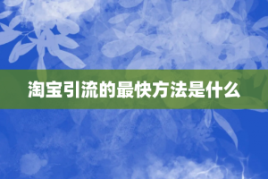 淘宝引流的最快方法是什么