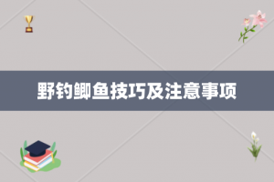 野钓鲫鱼技巧及注意事项