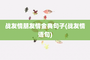 战友情朋友情金典句子(战友情语句)
