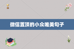 微信置顶的小众唯美句子