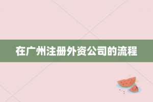 在广州注册外资公司的流程