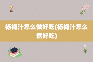 杨梅汁怎么做好吃(杨梅汁怎么煮好吃)