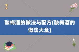 酸梅酒的做法与配方(酸梅酒的做法大全)