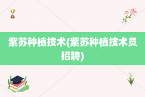紫苏种植技术(紫苏种植技术员招聘)