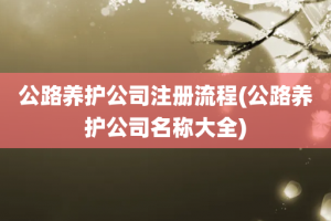 公路养护公司注册流程(公路养护公司名称大全)