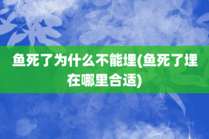 鱼死了为什么不能埋(鱼死了埋在哪里合适)