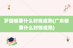 罗田板栗什么时候成熟(广东板栗什么时候成熟)