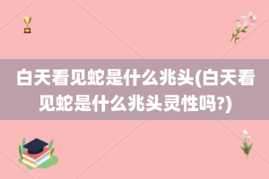 白天看见蛇是什么兆头(白天看见蛇是什么兆头灵性吗?)