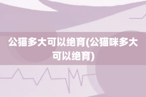 公猫多大可以绝育(公猫咪多大可以绝育)
