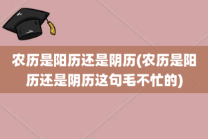 农历是阳历还是阴历(农历是阳历还是阴历这句毛不忙的)