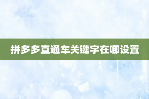 拼多多直通车关键字在哪设置