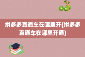 拼多多直通车在哪里开(拼多多直通车在哪里开通)