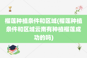 榴莲种植条件和区域(榴莲种植条件和区域云南有种植榴莲成功的吗)