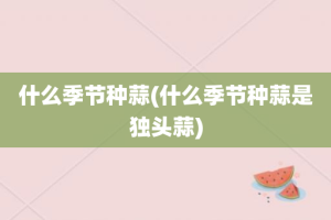 什么季节种蒜(什么季节种蒜是独头蒜)