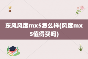 东风风度mx5怎么样(风度mx5值得买吗)